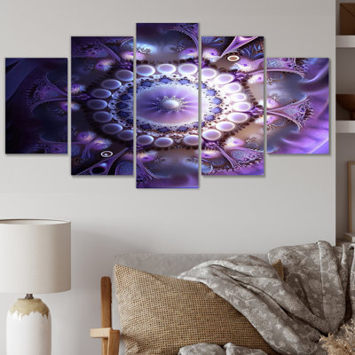 Mandala cosmique en mauve mystique I - impression d'art sur toile, 5 panneaux
