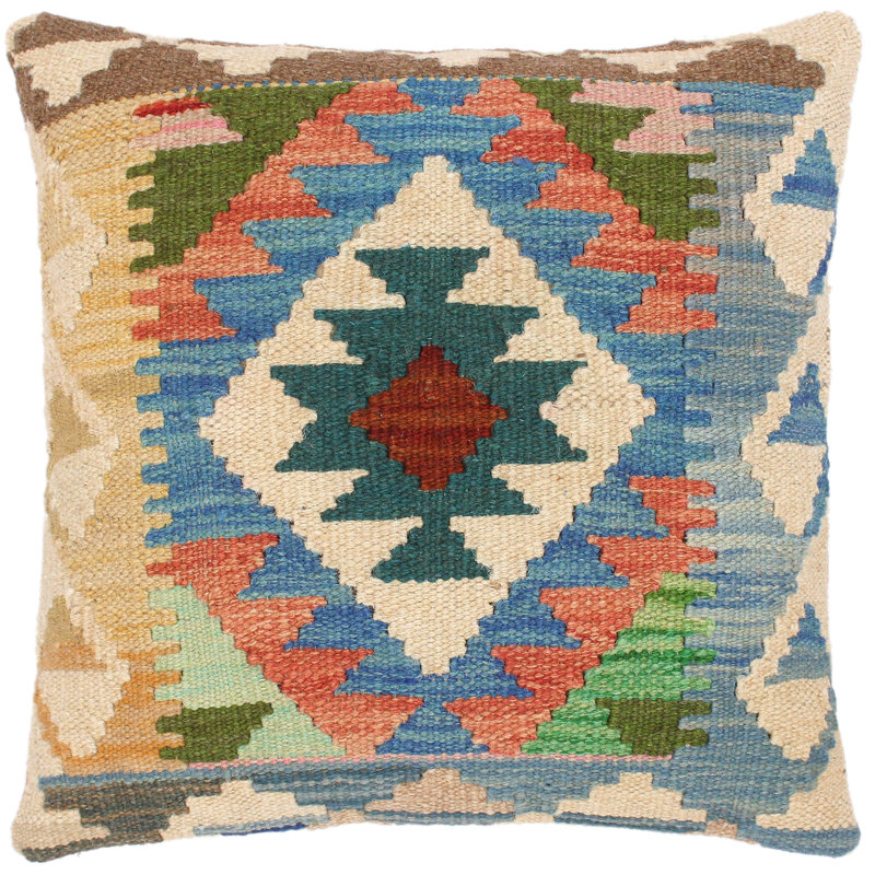  Hand-Woven Square Wool Pillow Cover & Insert