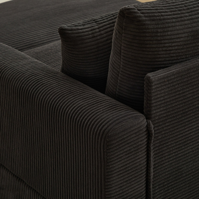 Canapé modulaire Dukinfield, Velours côtelé noir