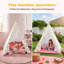 Ensemble de 6 tipis pour enfants, avec guirlandes lumineuses, en lin et coton, pliables, parfaits pour une soirée pyjama bohème ou une soirée cinéma. Parfait pour les fêtes d'enfants.