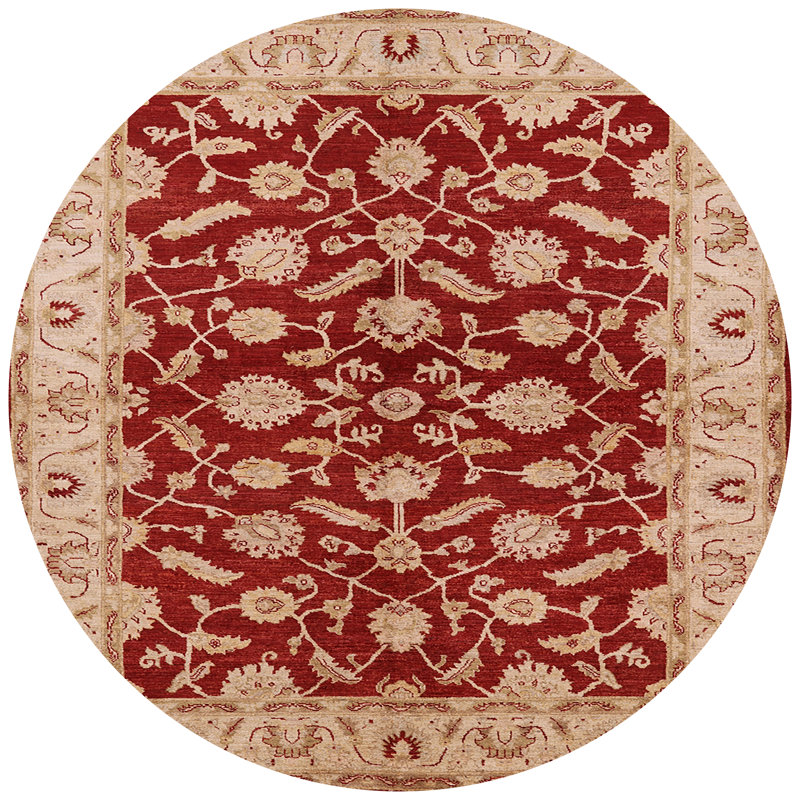 Tapis oriental rouge / beige Heathcliff, Rond 7 pi