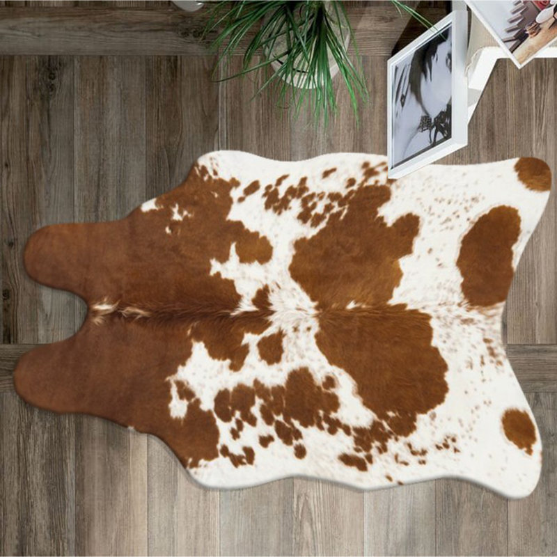 Tapis brun / blanc en polyester tissé à la machine Novelty Hazelton, Nouveauté 4 pi 11 po x 7 pi 7 po