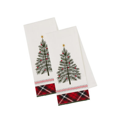  Ensemble de 2 torchons tissés, 18 x 28, O Tannenbaum