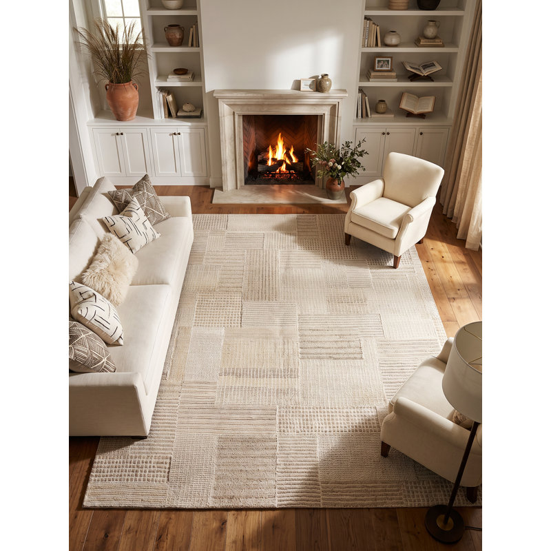 Zahi Handmade Wool Abstract Area Rug, Rectangle 5' x 8'