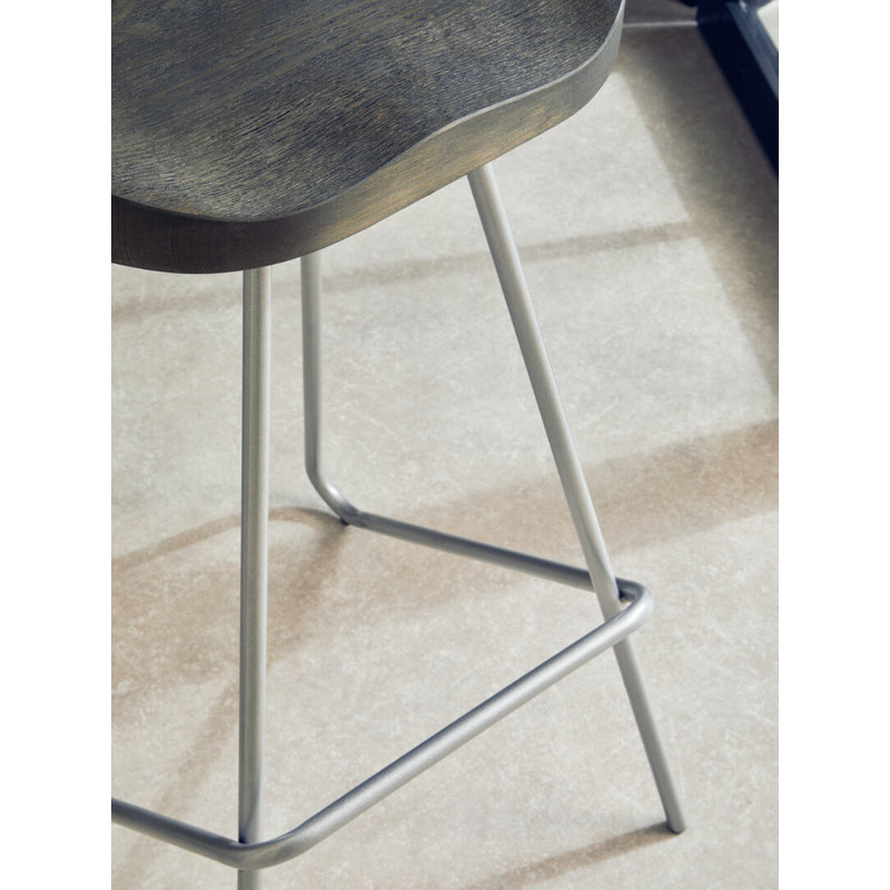 Counter Stool with Metal Frame, Brown/Silver