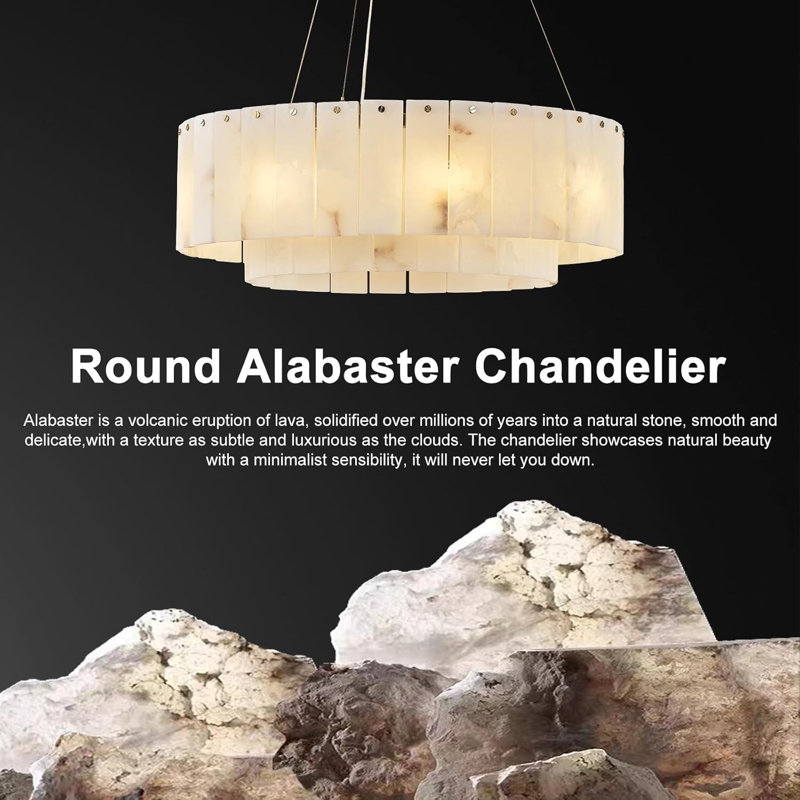 Norinne 8-Light Alabaster Round Chandeliers D-23in