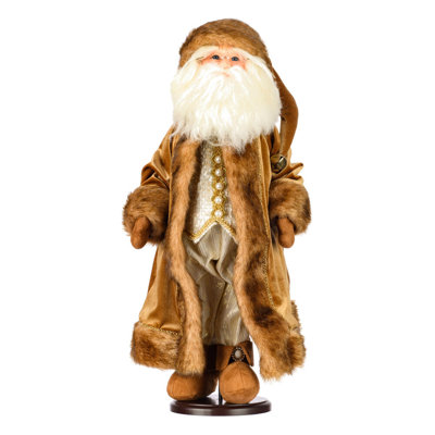 Vickerman Mocha Velvet Santa Doll with Stand Christmas Figurines & Collectibles