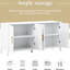 Buffet de rangement blanc avec poignées en métal et motif ondulé, armoire en U pour différentes pièces en blanc. Poignée d'entrée. . Bois massif. Rangement à 2 couches. Capacité de charge de 170 lb pour le bureau, 110 lb