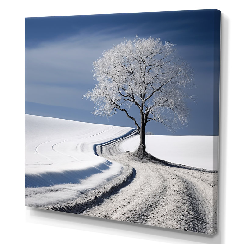 Paysage d'hiver, minimalisme - Paysage d'hiver, art sur toile, H 24 po x l 24 po x P 1 po, Toile tendue