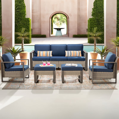 Creal 5-Piece Outdoor Sofa Seating Group with Cushions