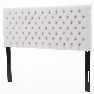 Elegant Queen Headboard, Grey Upholstered, Contemporary Bedroom Style, Requires Assembly Style Size Bedroom, Instruction Supplied