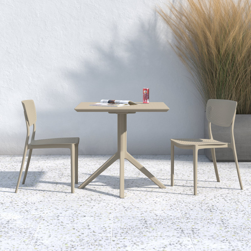 Farrah 31" Square 2-Person Bistro Set, Olive Green, 29.5" H x 31.5" L x 31.5" W