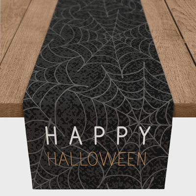 Happy Halloween Spider Webs Table Runner