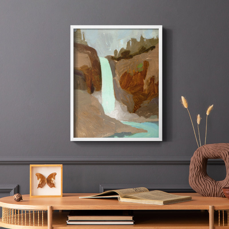 Turquoise Falls I, reproduction encadrée - bois massif, Blanc, H 14 po x l 11 po