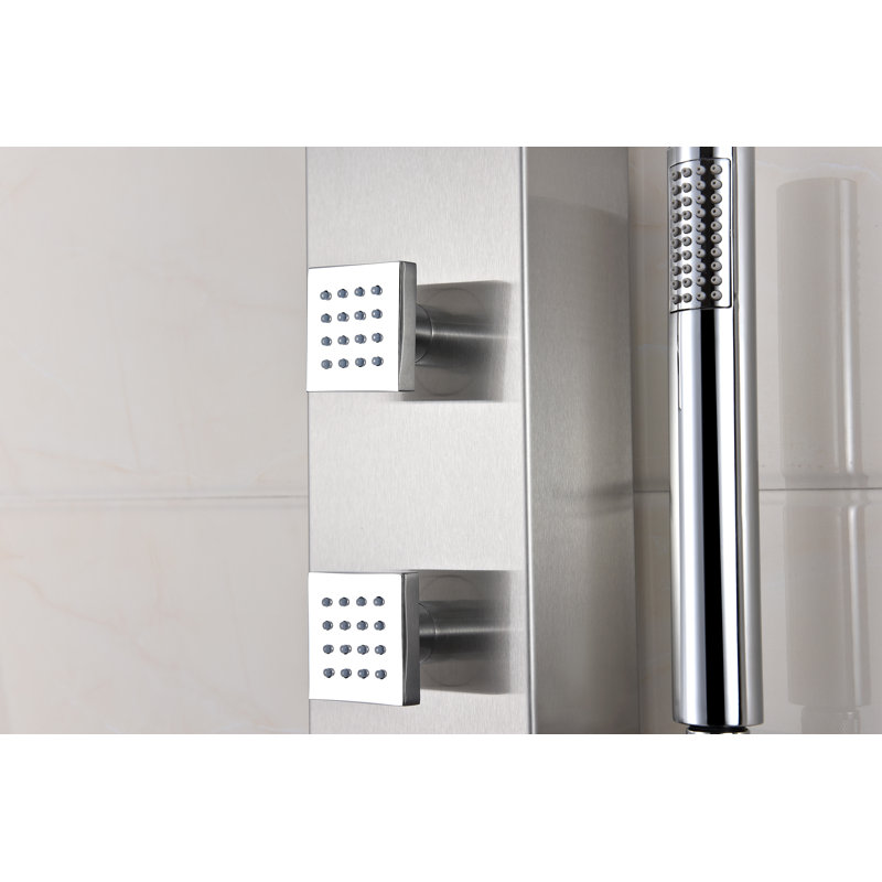 Sans 40'' Brushed Steel Shower Panel with Rain Shower Head