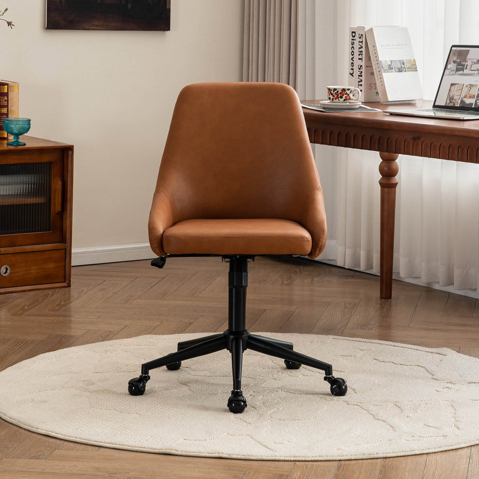 Vanora Office Chair,  Brown Faux Leather