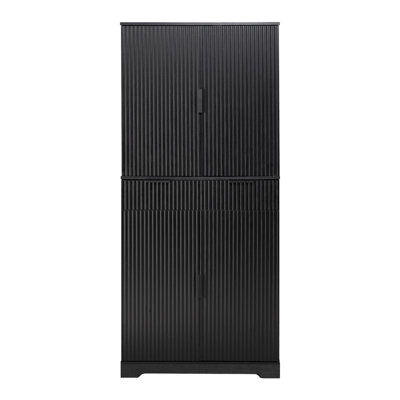 72" Fluted Kitchen Pantry Cabinet with 3 Keyboard Drawers & 6 Door Shelves Adjustable, Freestanding Cupboard Storage Cabinet for for Bathroom Dining Room, Office, Entryway
