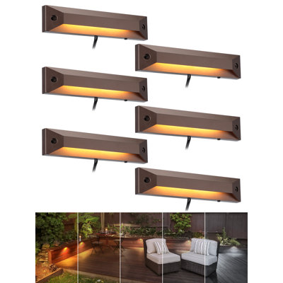 Éclairage de marches à basse tension 5ctct 8 pouces, éclairage de terrasse 12-24v AC / DC, aluminium, bronze huilé