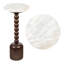Table à boissons avec colonne ronde en bois et table de bout décorative avec plateau rond en marbre 24,5 po Turner-1974160972