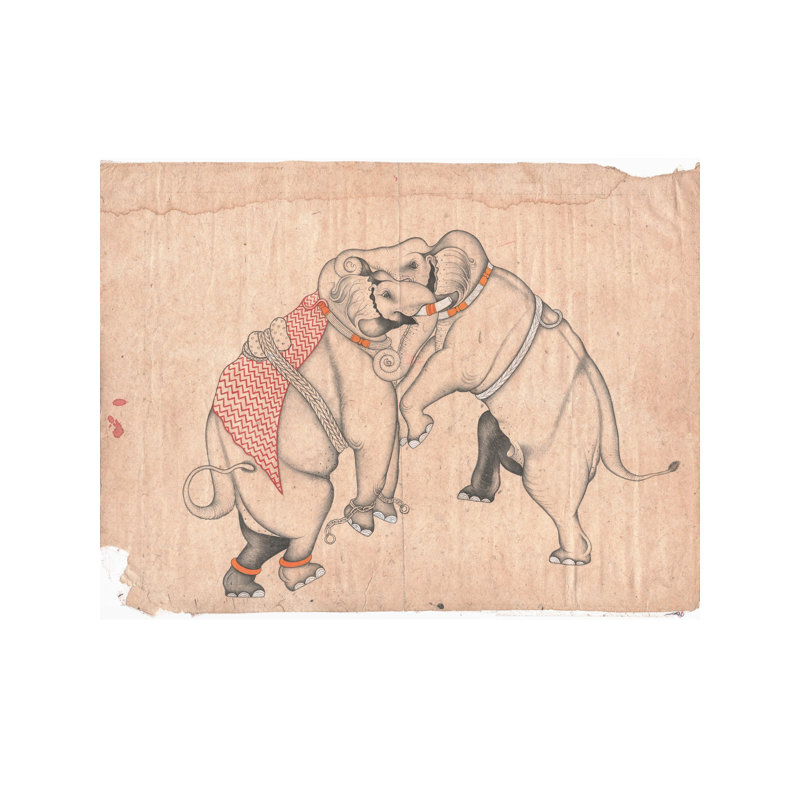 Le croquis de l'éléphant | Pigments naturels sur papier | Par Muhammad Waseem