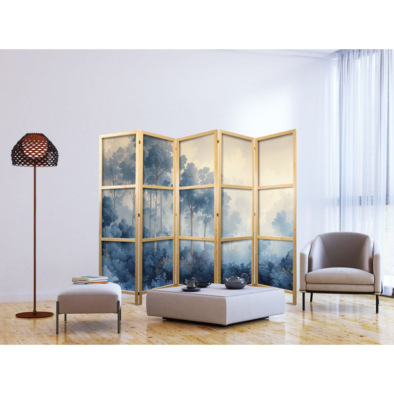 171cm H Solid Wood Folding Room Divider, 171cm H x 225cm W x 1.2cm D