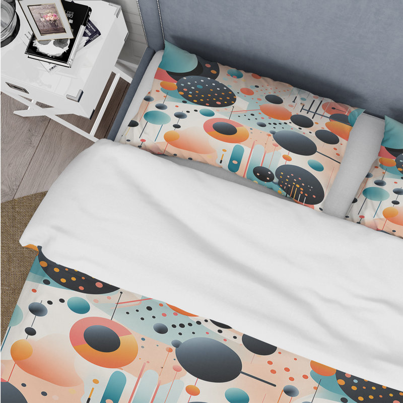 Ensemble de housse de couette Futurist Polka Nexus II, Housse de couette pour grand lit et 2 taies décor