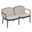 Causeuse d'extérieur en PP, structure noire avec coussin beige