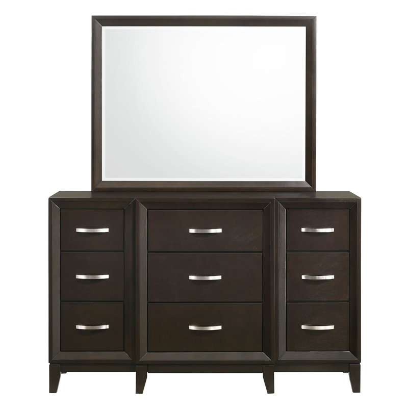 Commode double 9 tiroirs avec miroir Sizemore