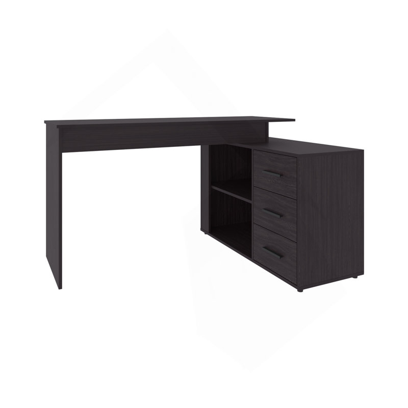 Upton L-Shape Home Office Desk, Studio, Bedroom, Library, Study Table, Work, Black