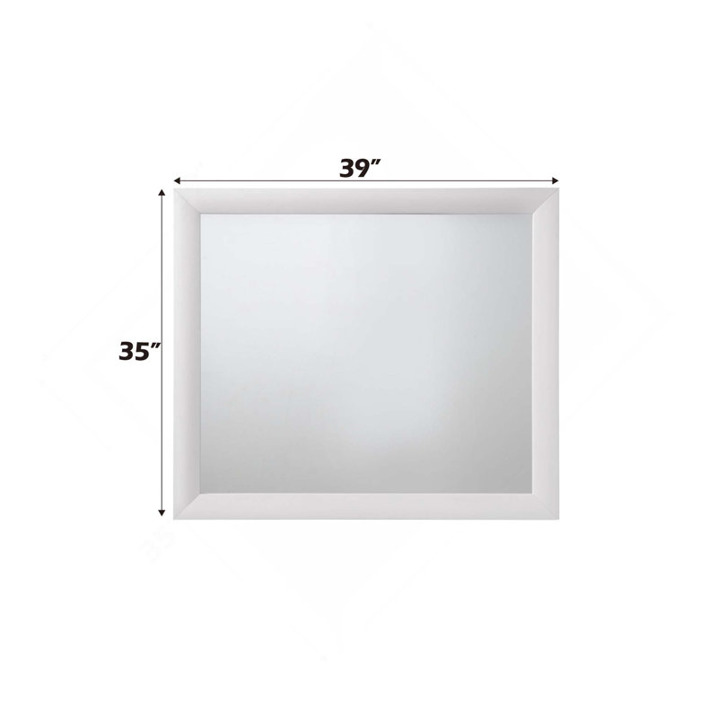 Miroir de coiffeuse élégant avec structure robuste, 35 po x 39 po, Blanc, Rectangulaire