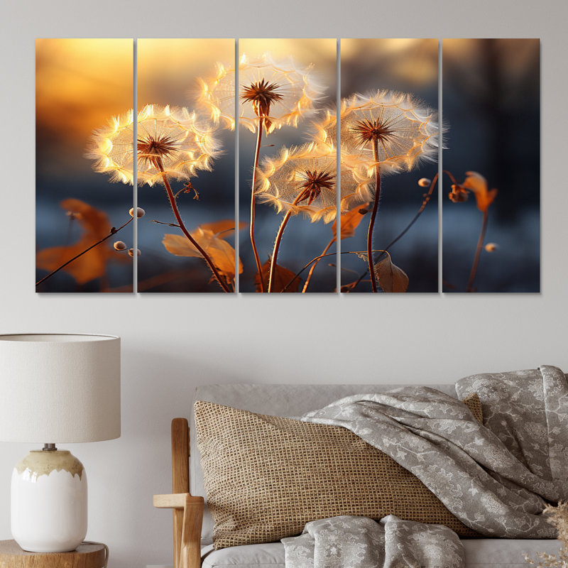 «Dandelion Morning Moments IV», ensemble de reproductions d'art mural floral en métal
