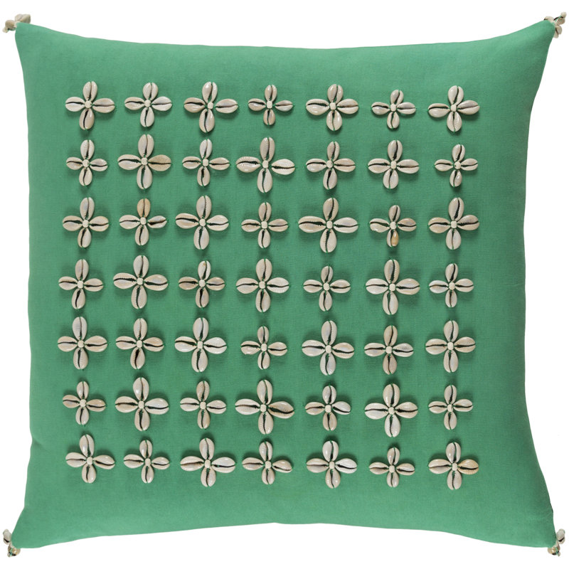 Lelei Floral Cotton Throw Pillow, Green, 20" H x 20" W x 4" D