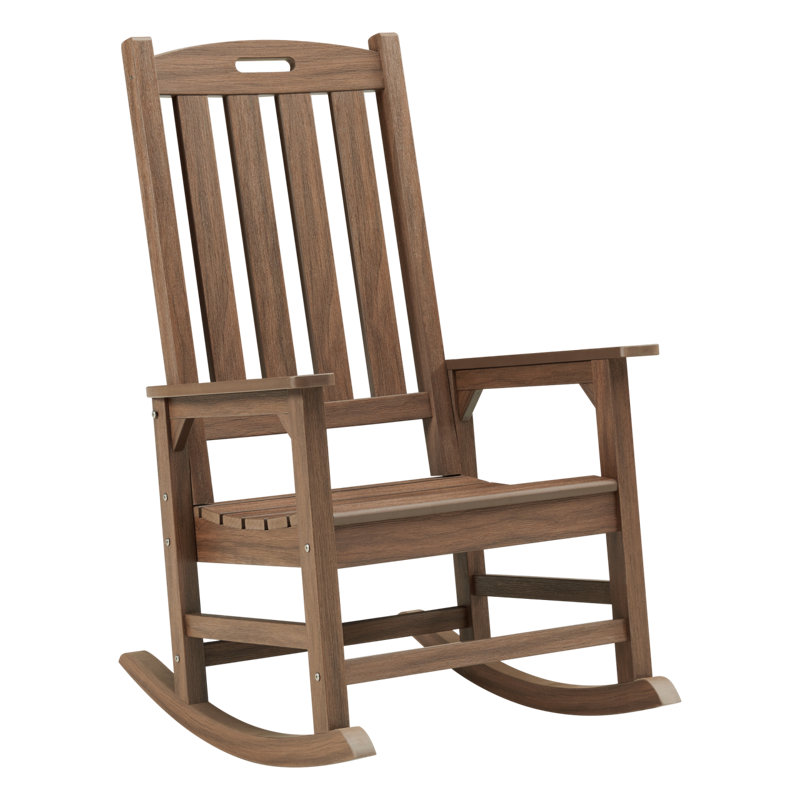 Chaise berçante surdimensionnée pour l'extérieur - Chaise berçante de patio à dossier haut toutes saisons, Brun foncé
