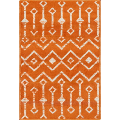 Tapis contemporain Aemtenan couleur tangerine