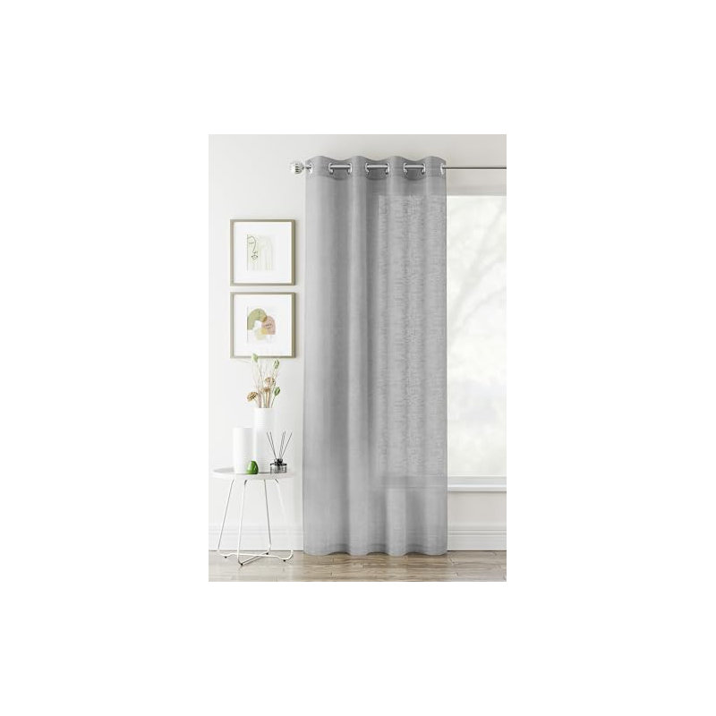 Rojean Sheer Curtain Single Panel, Silver, 55cm W x 54cm L