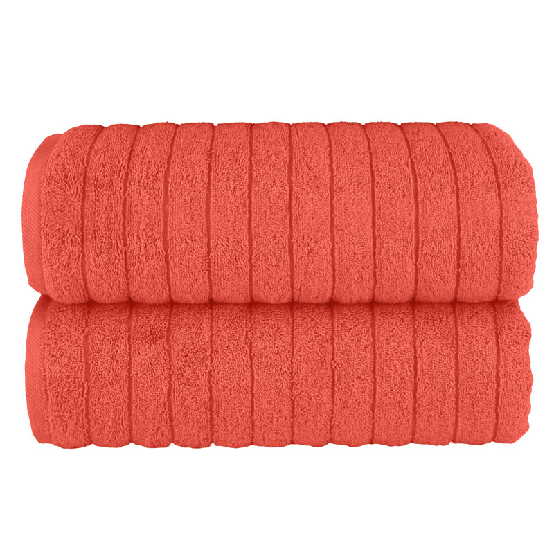 Elegant Comfort 100% Turkish Cotton Corduroy Ribbed Luxury Soft 2 Pack Bath Towels 27 X 54 Inch - Ultra Plush, Absorbent, Quick Dry, Hotel Spa Quality Towels For Bathroom Essentials