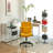 Yellow Linen Criss Cross Armrest Office Chair, With Wheels - Ergonomic For Home Office Work & Study-1489068357