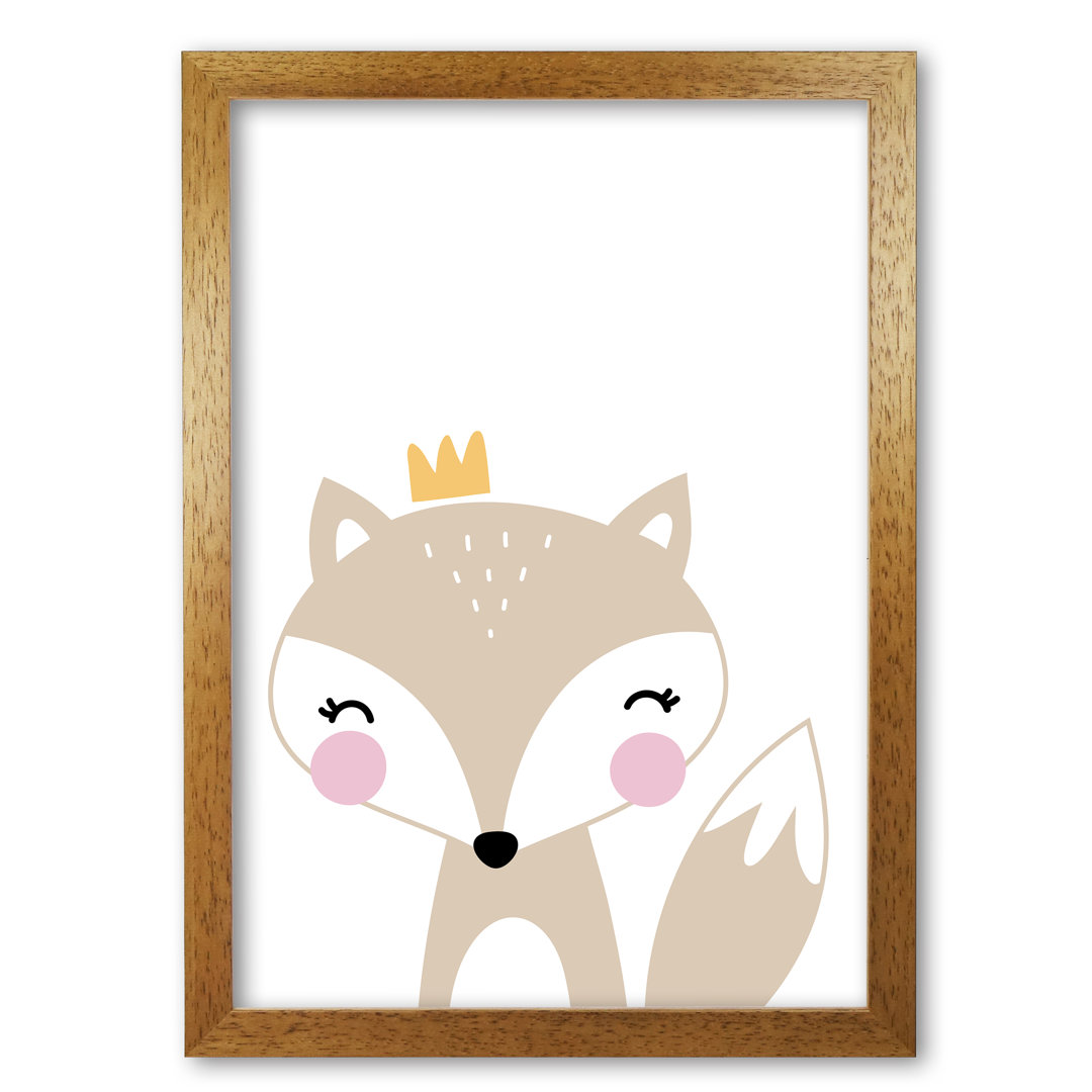 Scandi Fox With Crown - Print