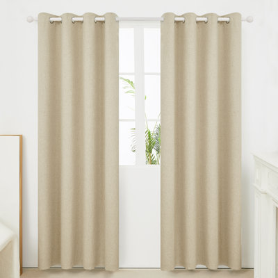 Lythrodontas Faux Linen Total Blackout Curtain Panels