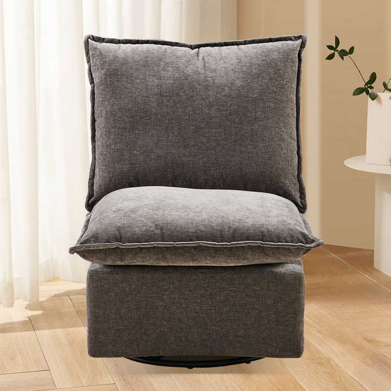 Fauteuil à bascule pivotant à 360 °, fauteuil pivotant à 360 ° et canapé-lit simple Chenille, Gris foncé