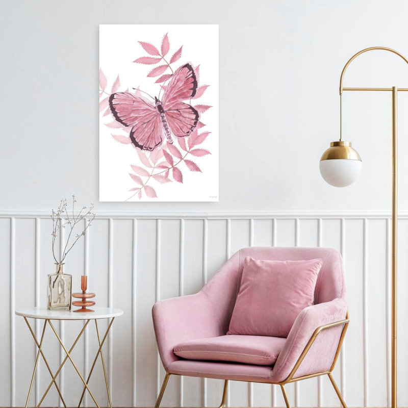 «The Blush Flutter II», délicat papillon d'art contemporain, H 24 po x l 16 po
