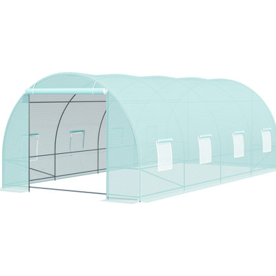 20' X 10' 7' Garden Greenhouse, With Steel Frame & 8 Windows, Heavy Duty Construction,