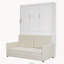 Lit escamotable double avec coussin, blanc