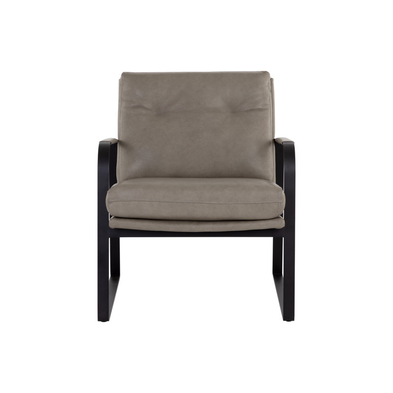 Leather Lounge Chair, Gray Genuine Leather