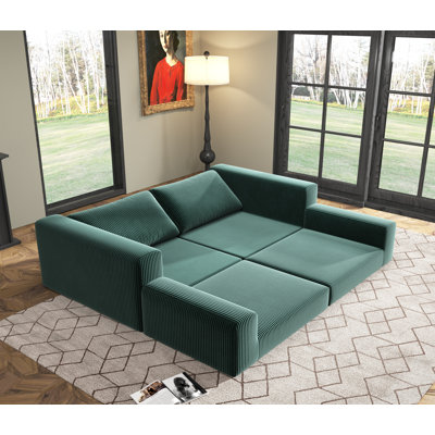 Modular sofa, three seats, suitable for living room, study, corduille fabric, can be converted into a sofa bed