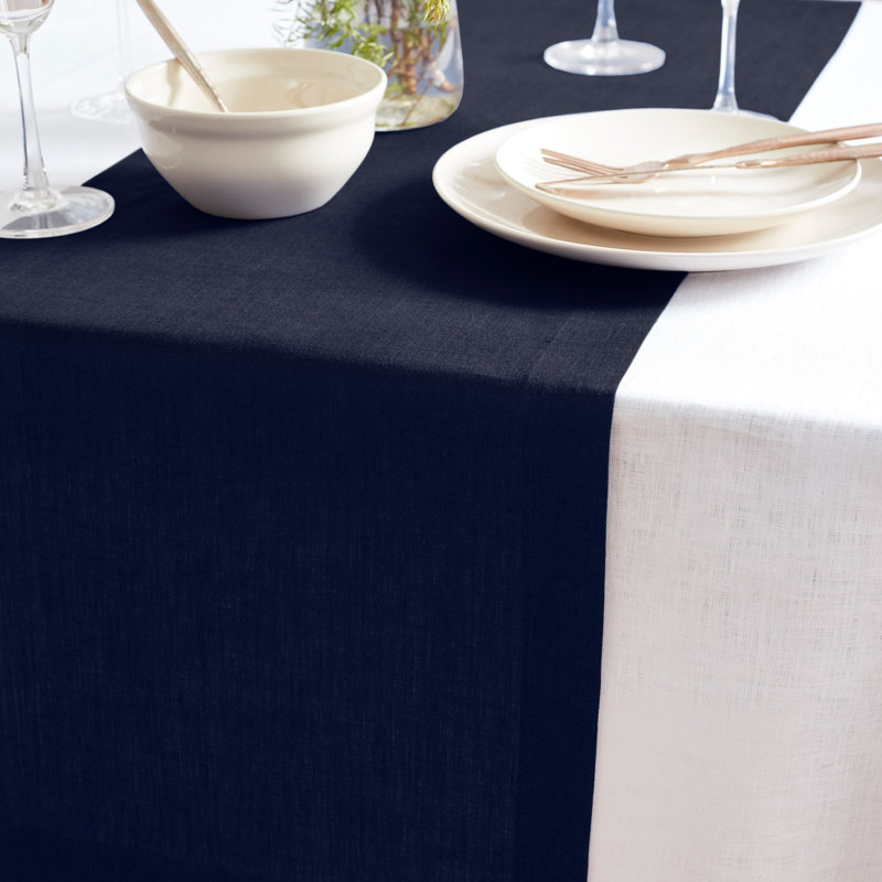 Sonoma - 100% Pure Linen Table Runner (Pre-Washed), Indigo Navy, 72" x 14"