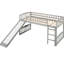 Lit mezzanine simple gris avec glissade et - idéal pour les petits espaces, aire de repos, matériaux élégants en pin massif, lignes épurées, 14 lattes de soutien, convient aux enfants de 6 ans et plus