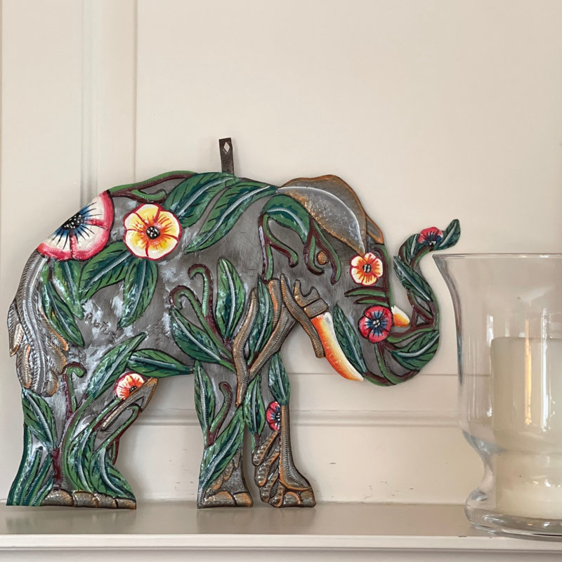 Décoration murale éléphant Hibiscus