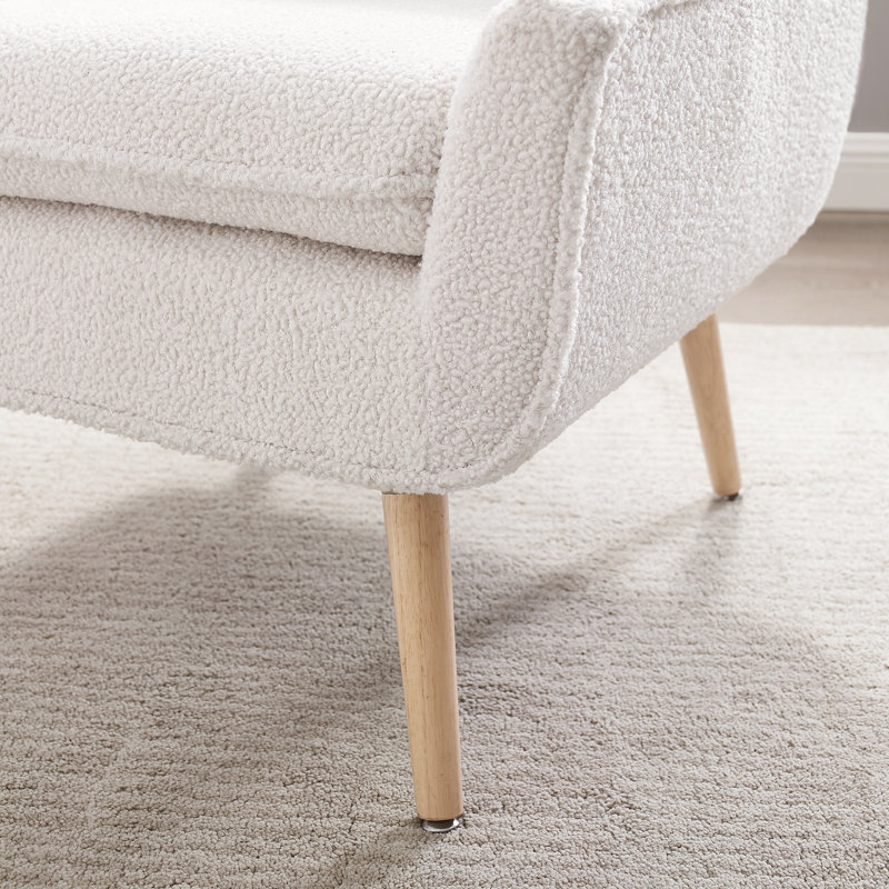 Arreon Flannel Fabric Button Tufted Armchair, White