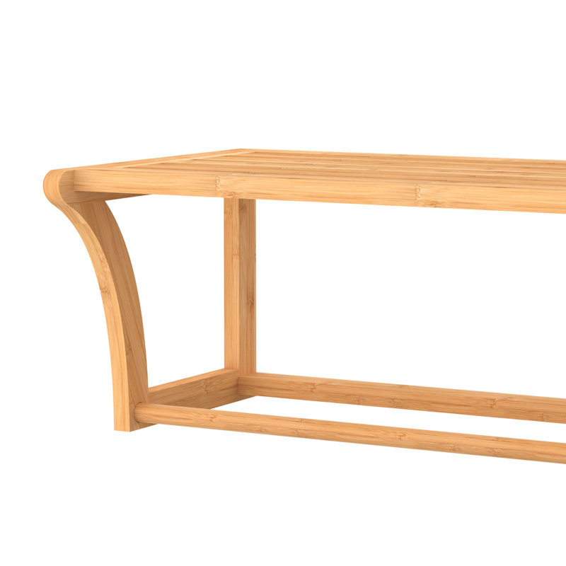 Bamboo Solid Wood Accent Shelf with Towel Bar